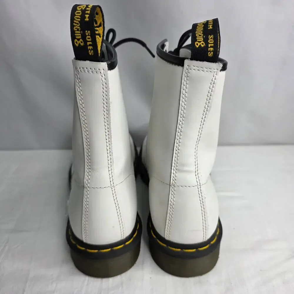 Dr. Martens White Leather Combat Boots Women’s Size 9 Lace Up Punk Grunge
